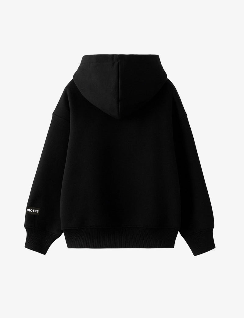 Black oversized BEARPACK hoodie with signature branding back