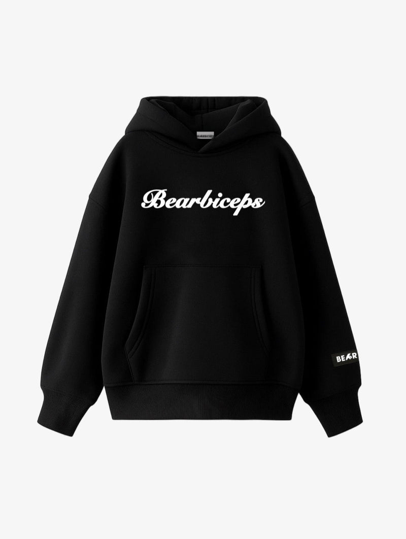 Black oversized BEARPACK hoodie with signature branding