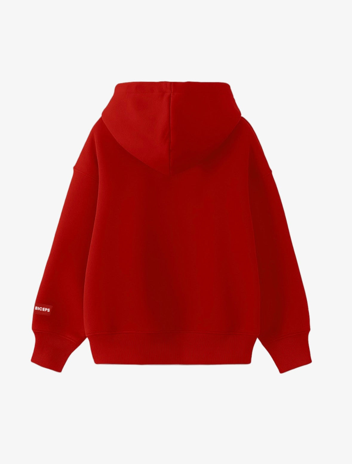 Red oversized BEARPACK hoodie with signature branding